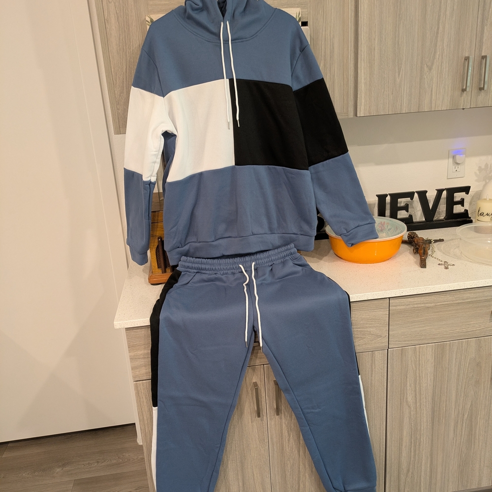 Blue and Black Colorblock Tracksuit